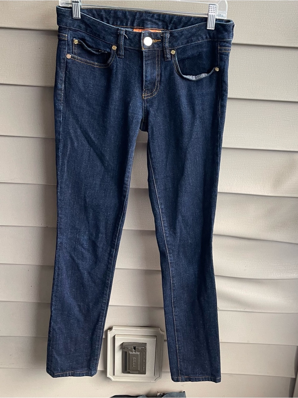 Tory Burch Super Skinny Blue Jeans Low Rise Women's 27 Gold Hardware Denim Y2K